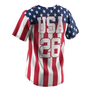 Maillot de baseball respirant de qualité supérieure à motif drapeau américain, uniformes d'équipe personnalisés avec tissu à séchage rapide pour les matchs et l'entraînement - Product Image 2