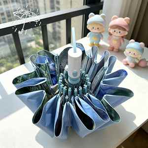 Three-Fold Automatic Uv With Digital Printing Oil Painting Retro Design for Rain Sun Travel <b>Umbrella</b> Promotion - Product Image 3