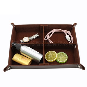 Entryway PU leather storage box, creative cross-shaped storage tray, folding bar tray, desktop clutter. - Product Image 1