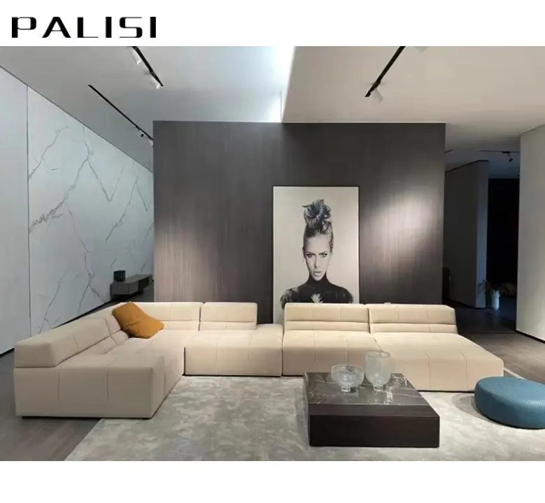 Canapé Sofa de luxe à 10 places, ensemble post-moderne de salon, grande taille, style italien Talia
