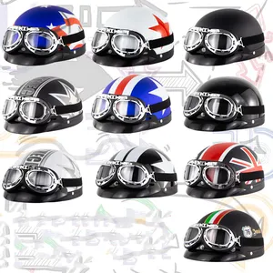 RTS Capacete de moto com óculos de proteção para Harley Retro Half Cruise, novo produto fosco