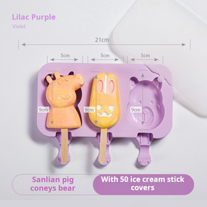 Best Selling Verão Usando Bpa Free Mini Silicone Ice Cream Ferramentas Ice Picolé Molde Com Varas De Madeira - Product Image 3