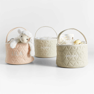 Cesta de conejito de Pascua personalizada huevos caza algodón Pinchy Rosa acolchado cesta de Pascua para niños caza de dulces - Product Image 3