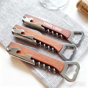 Ouvre-bouteille de vin personnalisé Sy56 avec logo, en bois et plastique, ouvre-bouteille multifonctionnel, couteau créatif en forme de hippocampe avec boîte cadeau - Product Image 1