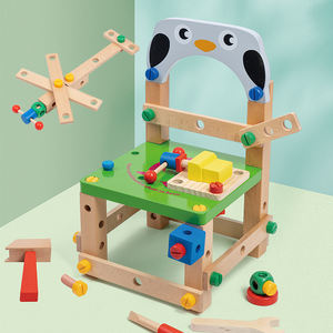 Elisyia Outils multifonctionnels en forme de pingouin <span class=keywords><strong>Chaise</strong></span> en bois de hêtre Kit de <span class=keywords><strong>bricolage</strong></span> <span class=keywords><strong>Montessori</strong></span> coloré Jouets éducatifs pour enfants de 0 à 6 ans Unisexe - Product Image 3