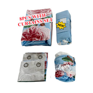 Nhà Máy Bán Buôn Vua Kích Thước 8 Mảnh Bộ Đồ Giường Đặt Ga Trải Giường Bộ 8 Pcs Được Trang Bị Tấm Ga Trải Giường Với Rèm Cửa Cho Đám Cưới - Product Image 4