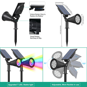Nouvelle Lampe Solaire IP65 pour Jardin, Projecteur 7 LED à Détection de Lumière, Éclairage Extérieur pour Aménagement Paysager et Murale - Product Image 4