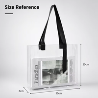 Sac fourre-tout transparent en PVC sur mesure avec logo imprimé pour une utilisation promotionnelle en matière de mode, réutilisable, commandes en gros