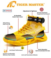 Zapatillas de Seguridad Amarillas para Hombre, Zapatos de Trabajo Antipinchazos con Puntera de Acero EU, Tejido Elástico Transpirable, Ligeros, Antideslizantes, Suela de EVA Suave