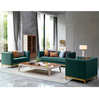 Ensemble de canapés carrés orange de luxe moderne Revêtement en cuir synthétique Pieds en acier inoxydable Design italien pour villa Hôtel & Centre commercial