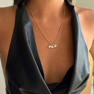 Collar con Colgante <span class=keywords><strong>de</strong></span> Circonita Geométrica, Cadena <span class=keywords><strong>de</strong></span> Cuentas Chapadas en Oro <span class=keywords><strong>de</strong></span> 18k, Joyería Minimalista para Mujer, Nueva Llegada - Product Image 4
