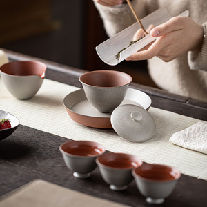 Guanlan Coarse Pottery Gaiwan Gray Glaze With Lid For Kung Fu <b>Tea</b> <b>Set</b> - Product Image 3