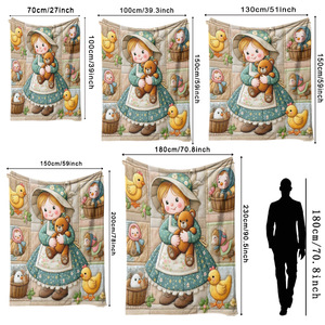Couverture en flanelle à motif de ferme de dessin animé, couverture de sieste douillette et chaude, super douce pour la chambre à coucher et le salon, impression personnalisée - Product Image 4