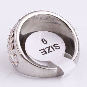 Bague en acier inoxydable pour femme, sertie de diamants, forme géométrique ronde, bijoux de fête, bagues tendance - Product Image 5