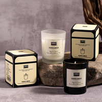 Lilin Aromaterapi Mewah Kustom Waktu Bakar 15 Jam Label Pribadi Pribadi Stoples Kaca Hitam Matte Lilin Kedelai Beraroma