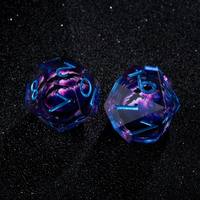 Ensemble de dés Mystic Dragon Eye Liquid Core 7 pièces, dés polyédriques en résine violette à bords tranchants pour jeux de table