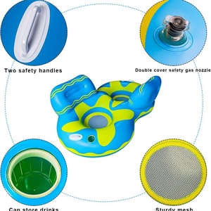 PVC Inflatable Swimming Ring 2-Person with Backrest 185*115 CM 2 Cup Holders and 2 Handles <b>Pool</b> Float for Beach Lake Water Fun - Product Image 4