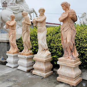 Vida tamanho estátua arte pedra jardim mármore exterior escultura quatro temporadas escultura - Product Image 5