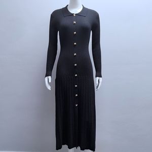 GX2031 2025年时尚女装供应商性感 Polo 长袖针织连衣裙修身休闲长裙 - Product Image 2