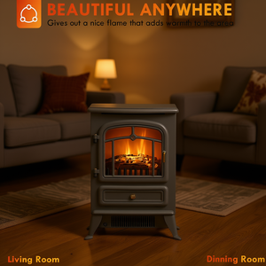Chimenea Eléctrica con Calefactor de 1500W, Efecto de Llama Realista, Independiente, para Calefacción del Hogar, Sala de Estar, Comedor - Product Image 2