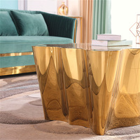 Table à thé moderne et minimaliste italienne haut de gamme table basse en acier inoxydable avec gravure en forme de racine d'arbre meubles de maison