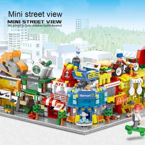 2025 Street View Series Store Building <strong>Blocks</strong> Set Assembly Mini Supermarket and Flower Shop Educational Model Educational Toy - Product Image 1