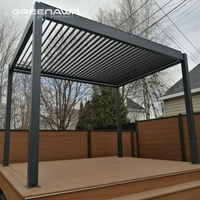 Pergola bioclimatique en aluminium Greenawn 3x3m 3x4m 3x5m 3x6m 4x3m 4x4m 4x6m 6x3m 6x4m, pergola électrique avec capteur de pluie