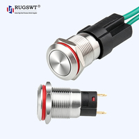 Bouton-poussoir LED en acier inoxydable de 12 mm, étanche, avec symbole d'alimentation, à actionnement momentané ou à enclenchement, bouton métallique pour voiture et équipement industriel