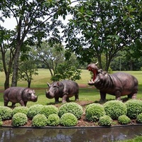 Sculpture d'hippopotame réaliste-Statue réaliste de bête de rivière en fibre de verre pour les parcs du zoo et du front de mer