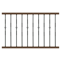 Balustres et poteaux d'escalier en fer forgé noir ajouré, design double torsion, résistants à l'eau et à la rouille, à fixation au sol pour villa