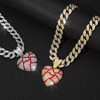 Pendentif en alliage en forme de cœur brisé Hip Hop, accessoires pour couples homme et femme