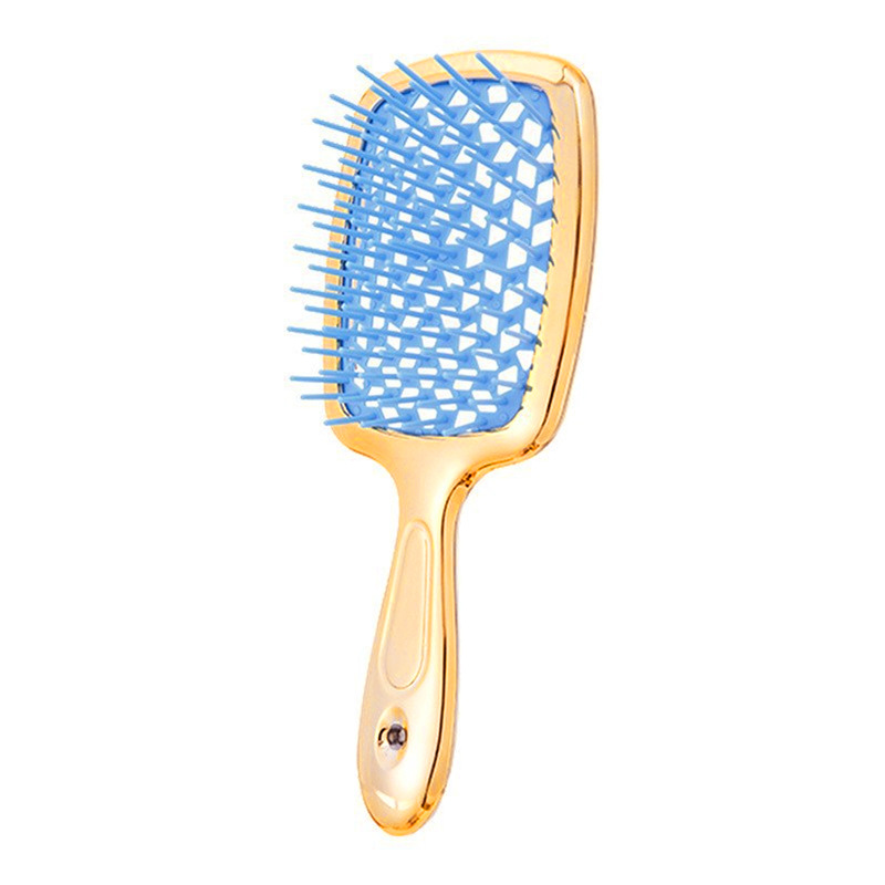 Dents bleues et manche doré