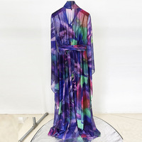 Robe longue élégante en mousseline de soie imprimée fleurs XXL 2025 pour femme, style soirée chic pour les vacances à la plage, Abaya