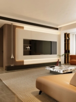 Mueble de TV Moderno con Panel de Madera y Luz LED, Personalizado de Fábrica, para Sala de Estar con Soporte de Pared Integrado