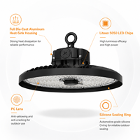 Lámpara LED UFO para Almacenes, Garantía de 7 Años, Lente de PC, Chips LED Liteon 5050, 200 lm por W, IP65, IK08, Protección Contra Sobretensiones de 6kV, Compatible con Zhaga