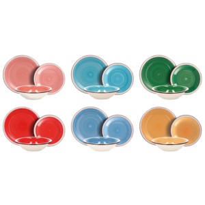 Juego de Vajilla de Cerámica Retro de 18 Piezas, Platos y Tazones Coloridos, Apto para Lavavajillas, para Comidas Familiares - Product Image 1
