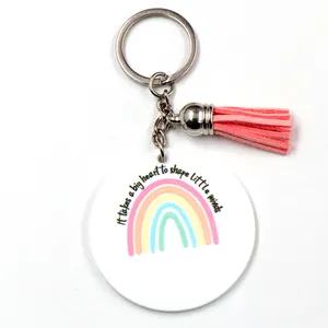KHS222KH1145 2023 New Arrival It Takes A Big Heart To Shape Little Minds Teacher's Day Gift White Acrylic Keychain