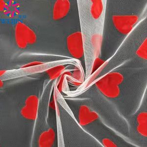 Sıcak seksi tasarım <span class=keywords><strong>Polyester</strong></span> peluş akın tül örgü kumaş kalp şekli 100% naylon beyaz tül kumaş güç örgü kumaş giyim - Product Image 2
