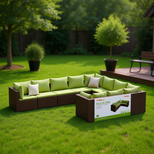 Set Divano da Esterno in Rattan Marrone a 6 Posti, Arredamento da Giardino Resistente alle Intemperie, Design Contemporaneo - Product Image 2