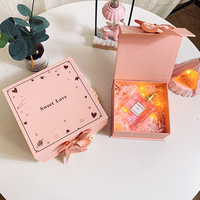 Benutzer definiertes Logo große Luxus rosa starre Magnet box Faltpapier Verpackungs box Caixa de Presente