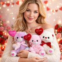 Boneka Teddy Bear Hari Valentine 30cm, Hewan Boneka Plush, Hadiah Romantis dengan Hati 'I Love You', Grosir, OEM