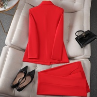 Tenue d'affaires pour femme, tailleur bleu élégant, robe formelle haut de gamme, combinaison de présentatrice pour entretien, automne, boutonnée