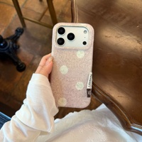 Coque de protection intégrale en velours à pois style coréen pour iPhone 18 Pro Max, également compatible avec iPhone 17, 16, 15, 14, 13