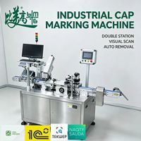 Machine de marquage laser à alimentation automatique avec double codage laser pour l'association des données de codes internes et externes des bouchons de bouteilles