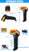 Lector de código de barras láser CMOS de mano portátil 2025 con interfaz USB 2D con cable Stock CCD escáner función de luz