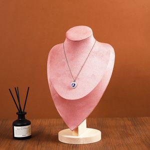 Expositor de joyería con base de madera rosa, modelo de figura, para collares y collares de cadena, accesorios para stand de venta <span class=keywords><strong>en</strong></span> <span class=keywords><strong>vivo</strong></span> BC8332 - Product Image 4