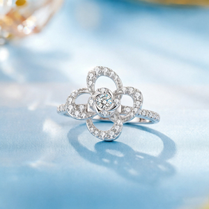 Custom Wholesaler Fine Jewelry 925 Sterling <b>Silver</b> Zircon Flower Shape Luxury Engagement <b>Ring</b> Women Birthday Party Gifts Rhodium - Product Image 5
