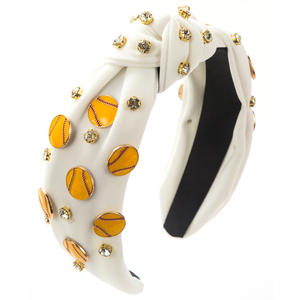 رياضة البيسبول اللينة الكرة الزركون معقود عقال بسيطة حافة واسعة النسيج اكسسوارات الشعر للنساء - Product Image 3