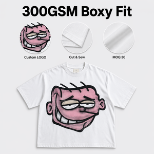 <span class=keywords><strong>T</strong></span>-Shirt personalizzata con Logo in cotone 100% con taglio squadrato e cucito <span class=keywords><strong>t</strong></span>-Shirt oversize da uomo maglietta 300 Gsm Cropped Streetwear in bianco - Product Image 2