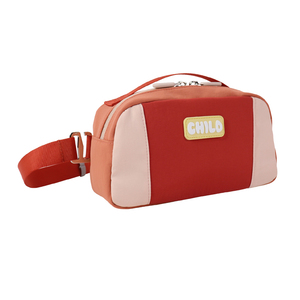 SENDA Block Nylon Pencil Case with Adjustable Strap Red and Beige Design for Stationery Storage Model SRW26-021A - Product Image 2
